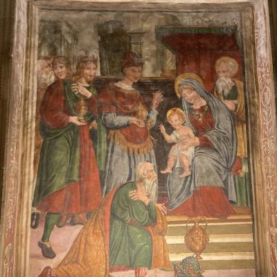 142 L Adorazione Dei Magi Affresco Xvii Secolo. Questo Affresco Fu Ridipinto Intorno Al 1650 Con Un Immagine Di S Nicola Ma Fu Poi Riscoperto Alla Fine Dell Ottocento